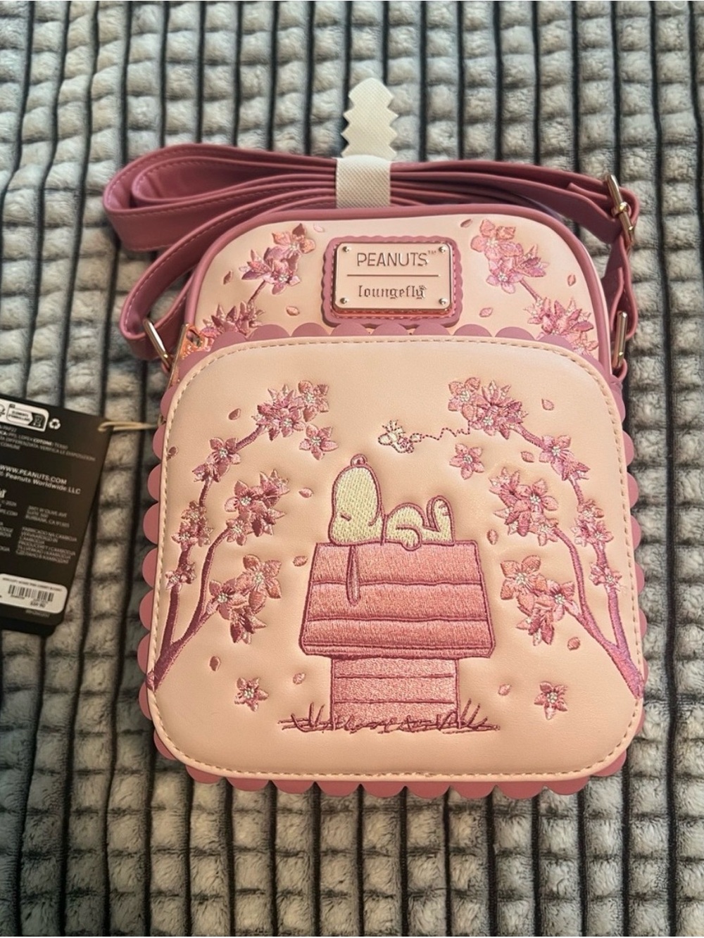Loungefly Pink Peanuts Snoopy Embroidered Crossbody Bag